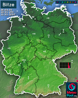 Lightning map for Germany, past 2 hours