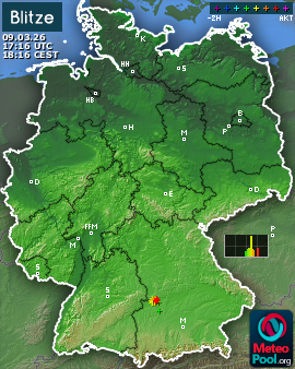 Blitzkarte für Deutschland, letzte 2 Stunden