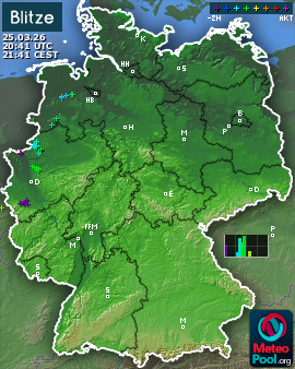 Blitzkarte für Deutschland, letzte 2 Stunden