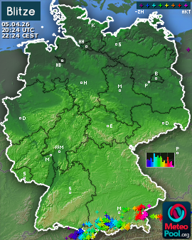 Blitzkarte für Deutschland, letzte 2 Stunden