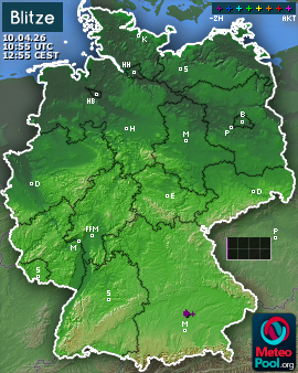 Blitzkarte für Deutschland, letzte 2 Stunden