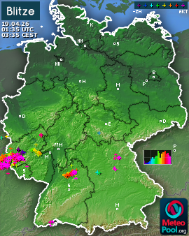 Blitzkarte für Deutschland, letzte 2 Stunden