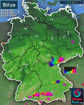 Blitzkarte für Deutschland, letzte 2 Stunden