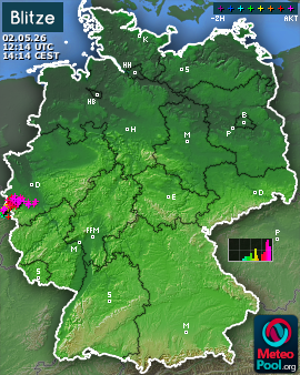 Blitzkarte für Deutschland, letzte 2 Stunden