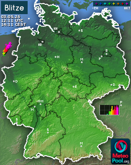 Blitzkarte für Deutschland, letzte 2 Stunden