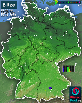 Blitzkarte für Deutschland, letzte 2 Stunden