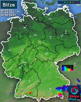 Blitzkarte für Deutschland, letzte 2 Stunden