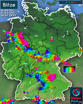 Blitzkarte für Deutschland, letzte 2 Stunden