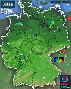 Blitzkarte für Deutschland, letzte 2 Stunden