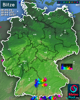 Blitzkarte für Deutschland, letzte 2 Stunden