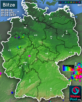Blitzkarte für Deutschland, letzte 2 Stunden