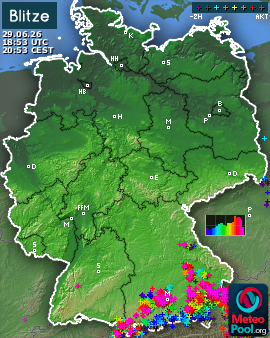 Blitzkarte für Deutschland, letzte 2 Stunden