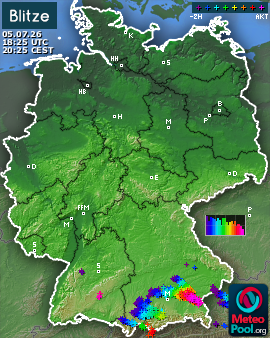 Blitzkarte für Deutschland, letzte 2 Stunden