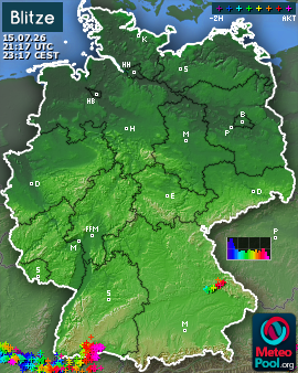 Blitzkarte für Deutschland, letzte 2 Stunden