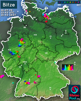 Blitzkarte für Deutschland, letzte 2 Stunden