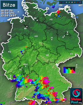 Blitzkarte für Deutschland, letzte 2 Stunden