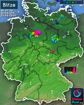 Blitzkarte für Deutschland, letzte 2 Stunden