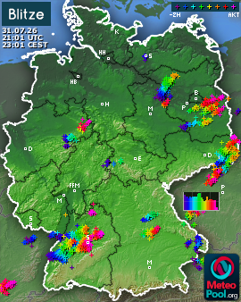 Blitzkarte für Deutschland, letzte 2 Stunden
