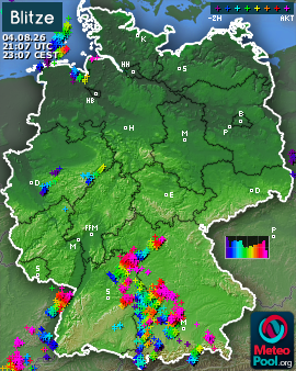 Blitzkarte für Deutschland, letzte 2 Stunden