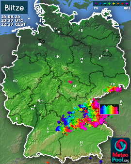 Blitzkarte für Deutschland, letzte 2 Stunden