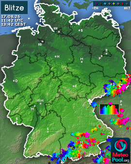 Blitzkarte für Deutschland, letzte 2 Stunden