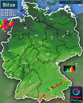 Blitzkarte für Deutschland, letzte 2 Stunden