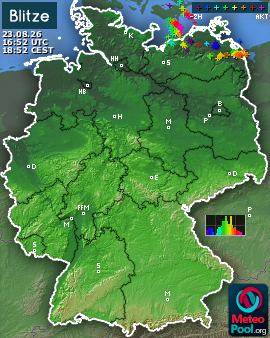 Blitzkarte für Deutschland, letzte 2 Stunden