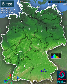 Blitzkarte für Deutschland, letzte 2 Stunden
