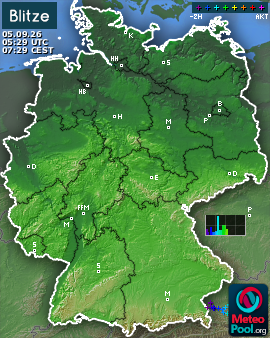 Blitzkarte für Deutschland, letzte 2 Stunden