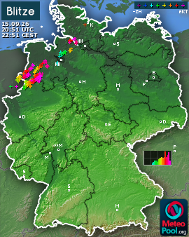 Blitzkarte für Deutschland, letzte 2 Stunden