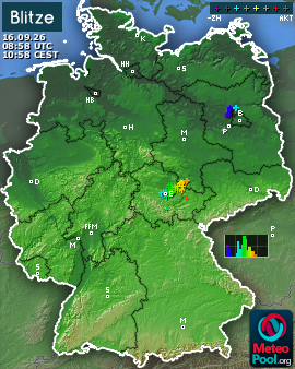 Blitzkarte für Deutschland, letzte 2 Stunden