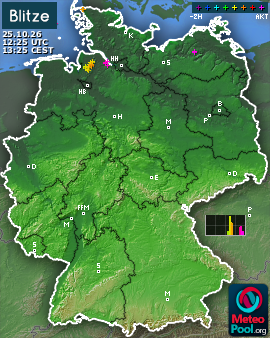 Blitzkarte für Deutschland, letzte 2 Stunden