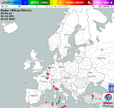 Wetterkarte - RegenRadar und Blitzortung in Europa