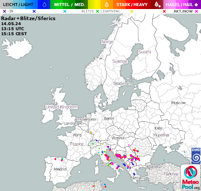 Wetterkarte - WetterRadar und Blitzortung in Europa