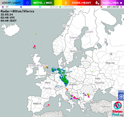 Weather map - weather radar and lightning detection in Europe