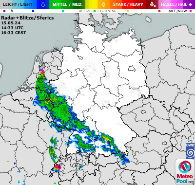 Weather map - weather radar and lightning detection in Germany