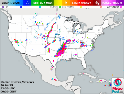 Wetterkarte - WetterRadar und Blitzortung in den USA (United States/Vereinigte Staaten von Amerika)