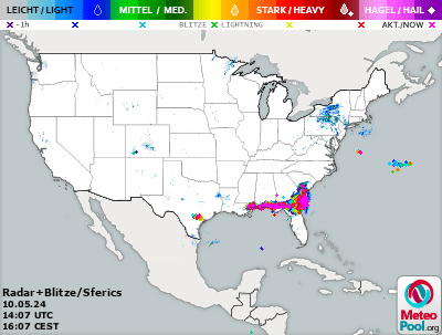 Wetterkarte - RegenRadar und Blitzortung in den USA (United States/Vereinigte Staaten von Amerika)