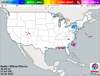 Wetterkarte - RegenRadar und Blitzortung in den USA (United States/Vereinigte Staaten von Amerika)