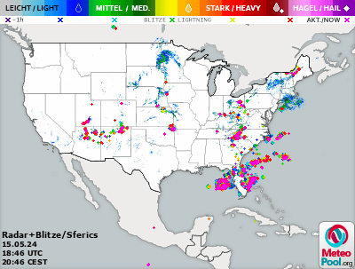 Wetterkarte - WetterRadar und Blitzortung in den USA (United States/Vereinigte Staaten von Amerika)